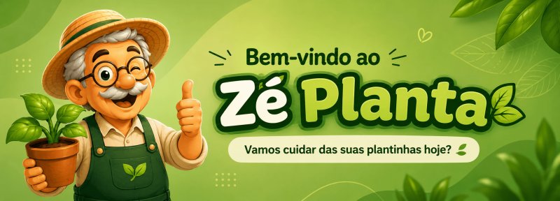 Bem-vindo ao Zé Planta. Vamos cuidar das suas plantinhas hoje?